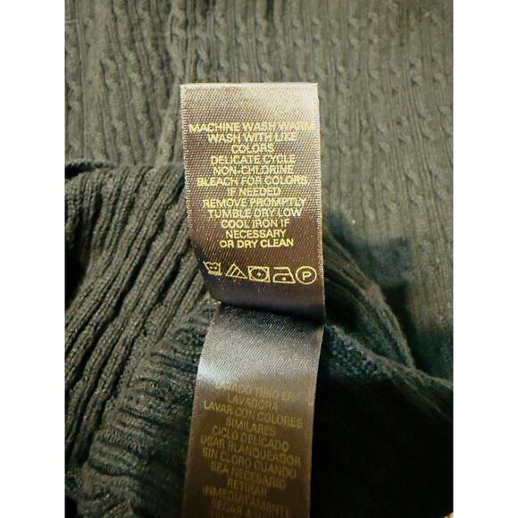 Liz Claiborne Ribbed V-Neck Sweater Black Cotton Blend Size 1X Plus - Picture 6 of 9